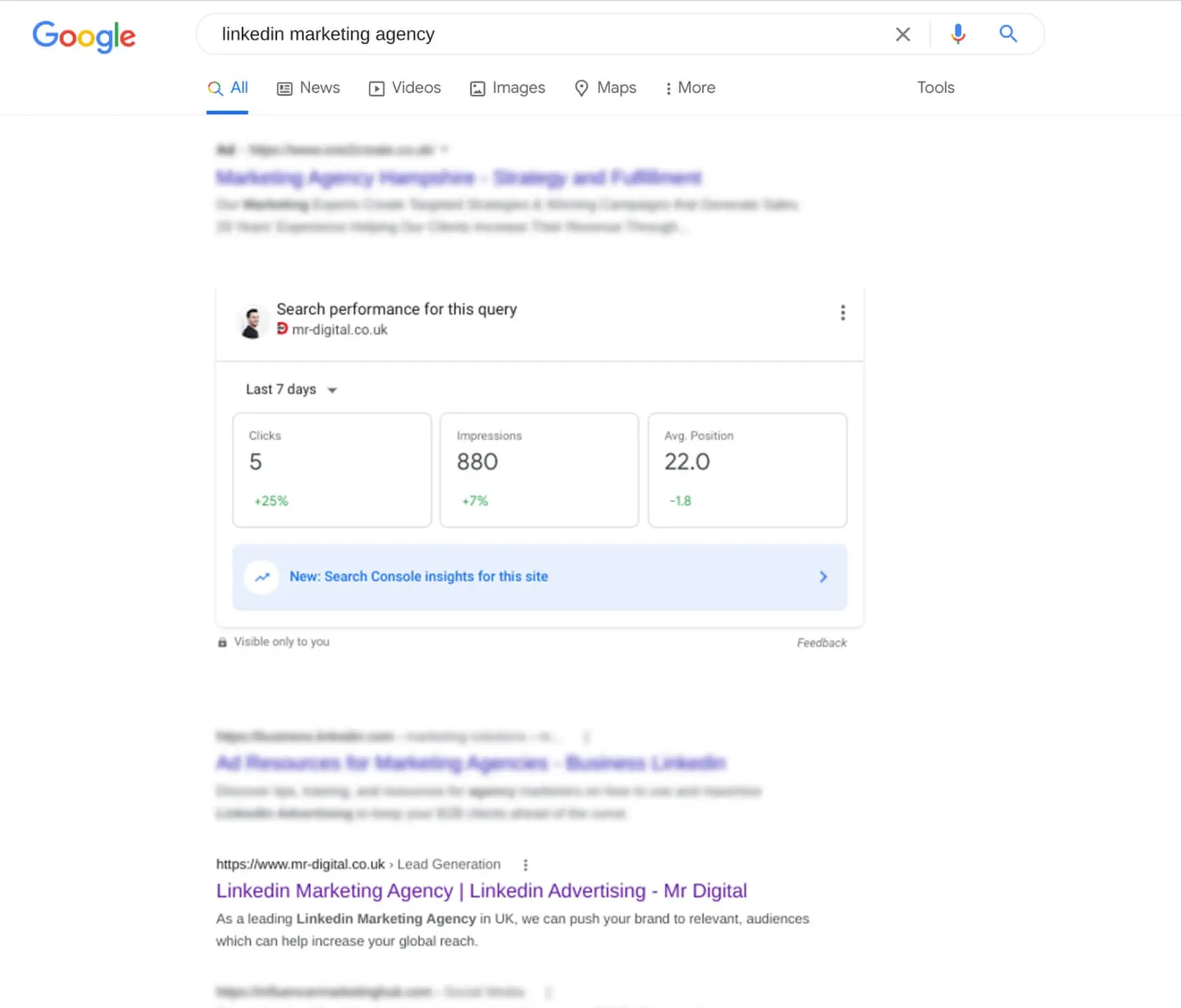 Results from SEO Checklist actions