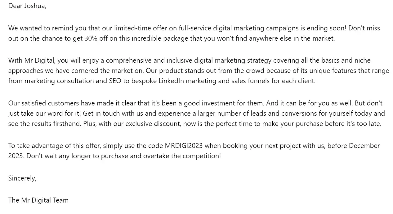 email marketing body