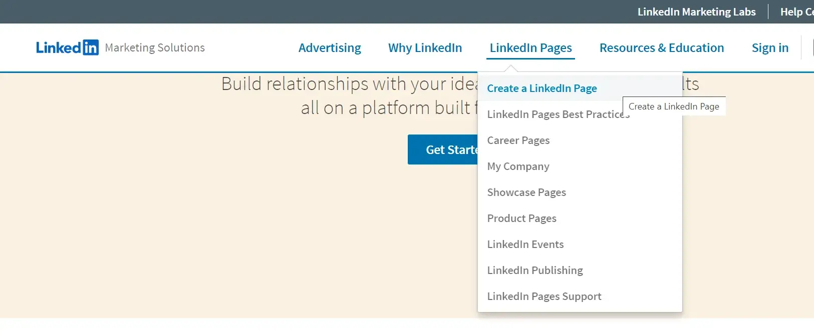 linkedIn marketing page