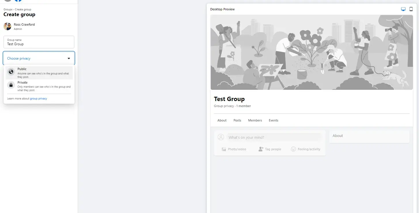 facebook group creation